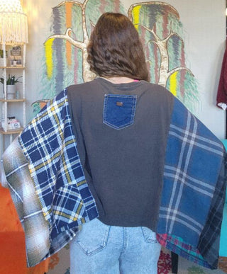 Band Tee Upcycled Flannel-Bob Marley Legend