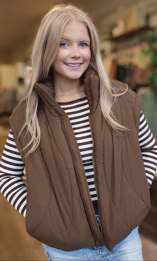 Quilted Mock Neck Puff Vest