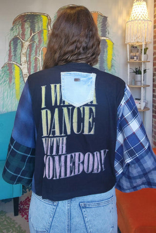 Band Tee Upcycled Flannel-Whitney Houston