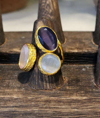Gold Dipped Trio Gemstone Rings