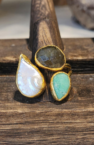 Gold Dipped Trio Gemstone Rings