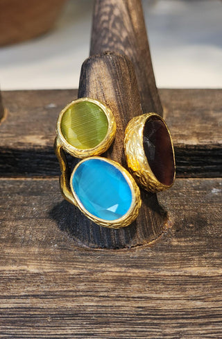 Gold Dipped Trio Gemstone Rings