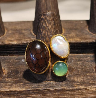 Gold Dipped Trio Gemstone Rings
