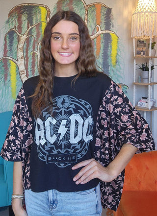 Banded Pullover Tee, ACDC Black Ice