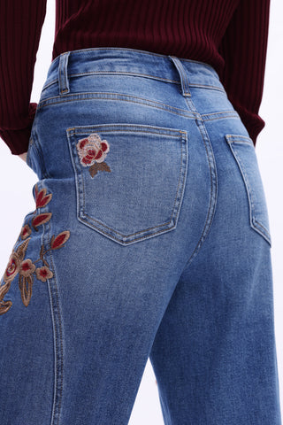 Bayeas, Garnet Fall Embroidered Jean