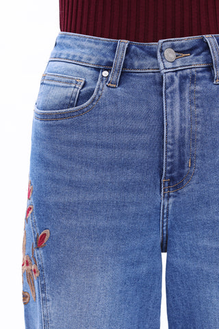 Bayeas, Garnet Fall Embroidered Jean