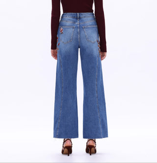 Bayeas, Garnet Fall Embroidered Jean