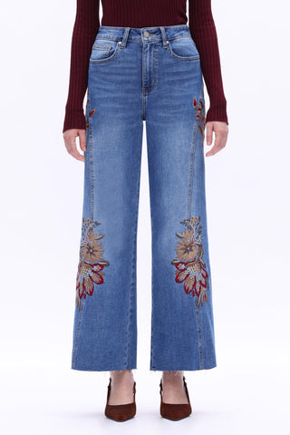 Bayeas, Garnet Fall Embroidered Jean