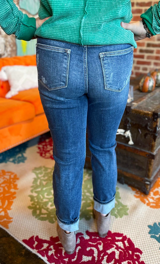 Judy Blue Mid Rise Cuffed Destroy BF Jean