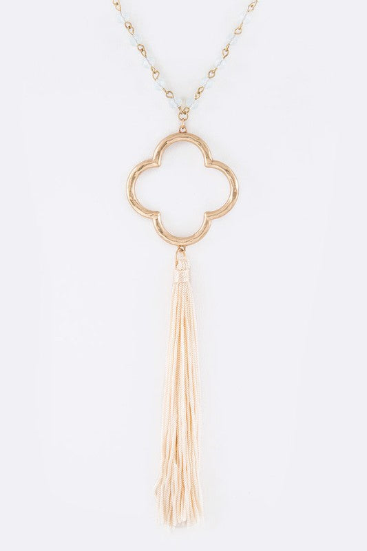 Clover Pendant Long Tassel Crystal - Weeping Willow Boutique