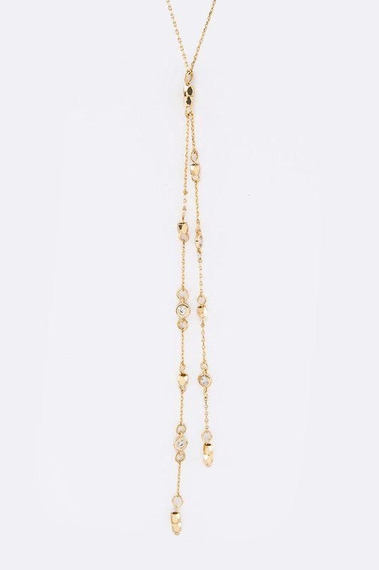 Metal Beads & CZ Drops Necklace - Weeping Willow Boutique