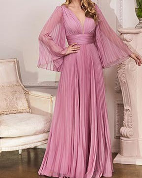 Sheer Sleeve Elegant Formal Gown