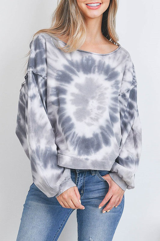 Ivory/Grey Crop Sweatshirt - Weeping Willow Boutique
