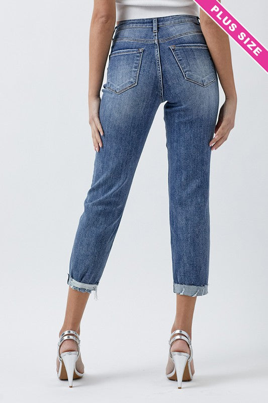 Plus High Rise Boyfriend Jeans - Weeping Willow Boutique