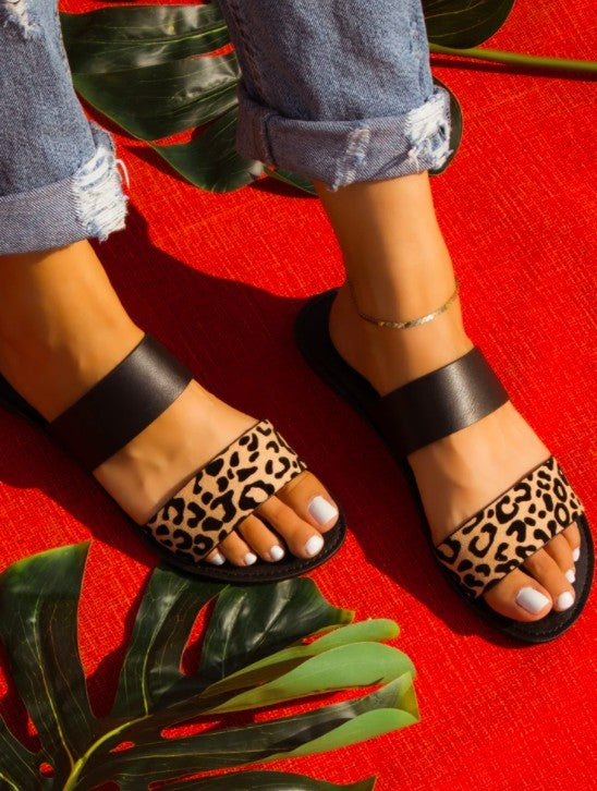 Cheetah Double Strap Sandal - Weeping Willow Boutique