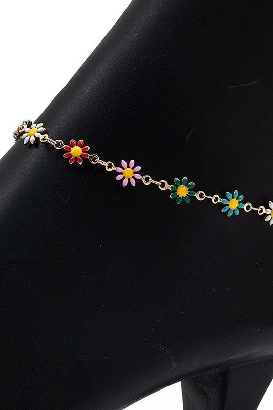 Multi Flower Power Anklet - Weeping Willow Boutique