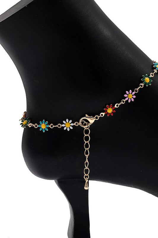 Multi Flower Power Anklet - Weeping Willow Boutique