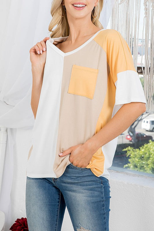 Marigold Color Block Top - Weeping Willow Boutique