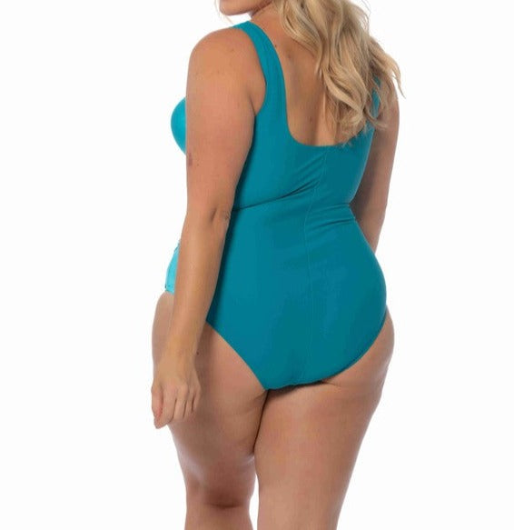 Plus Solid Teal One Piece Swimsuit