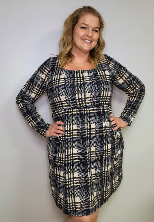 Plus, Houndstooth Print Dress