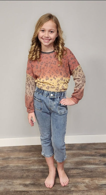 Kids Tie-Dye Animal Print Top