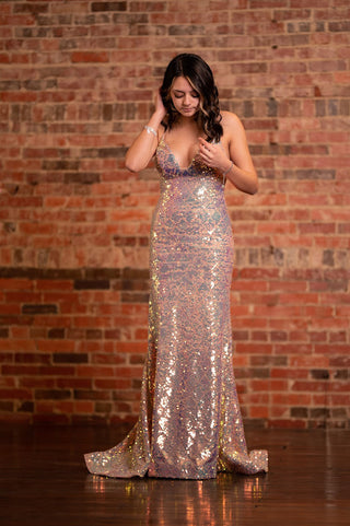 Iridescent Sequin Formal Gown