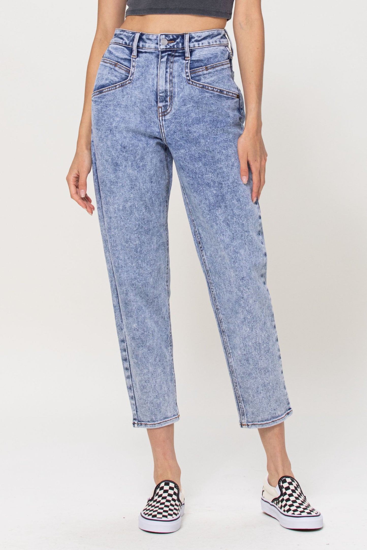 Cello Darcy Light Wash Detailed Mom Jean - Weeping Willow Boutique
