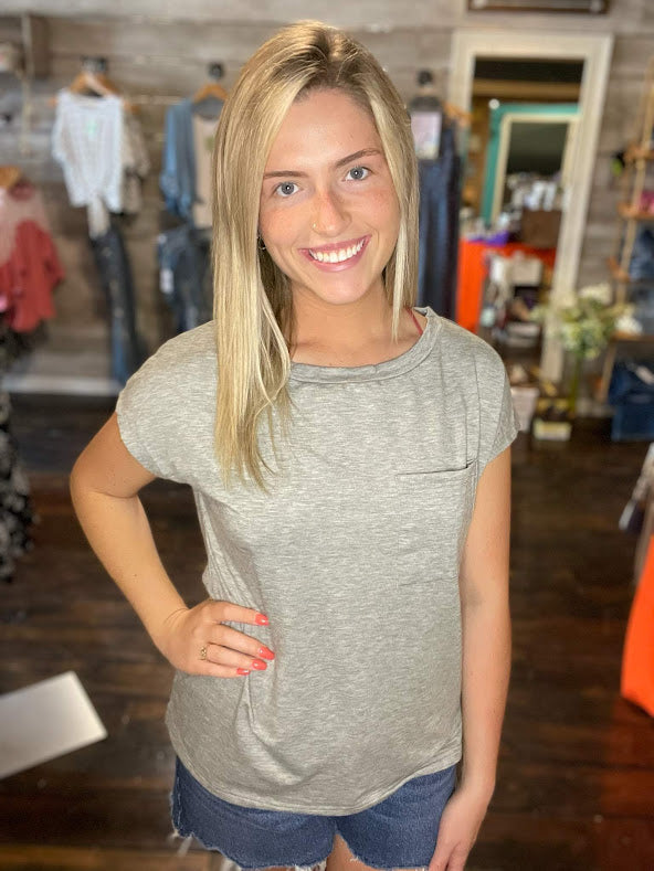 Short Sleeve Round Neck Pocket Tee - Weeping Willow Boutique