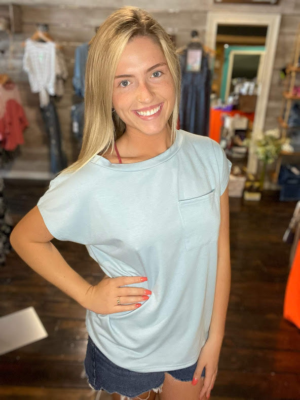 Short Sleeve Round Neck Pocket Tee - Weeping Willow Boutique