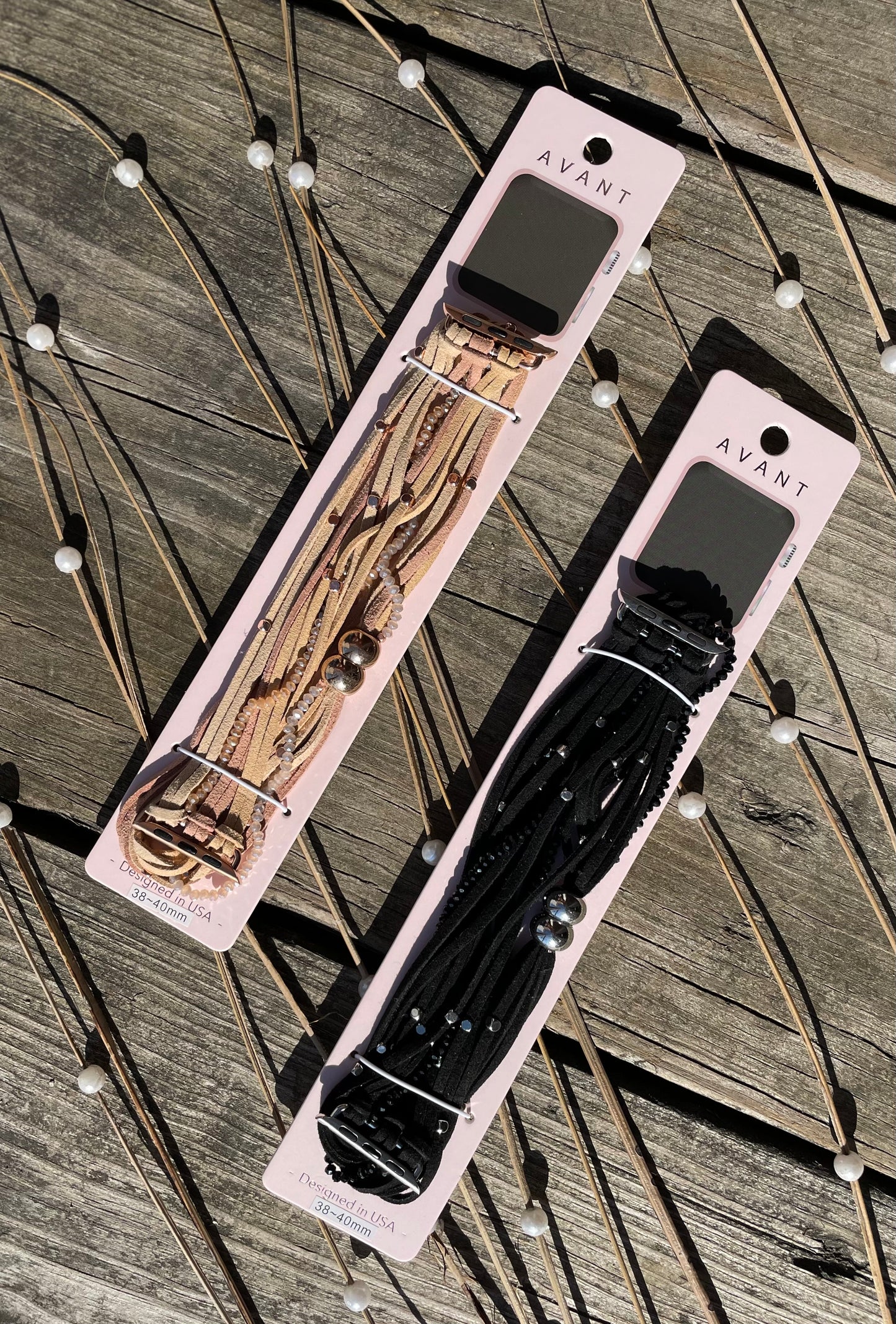 Suede & Crystal Bead Apple Watch Band